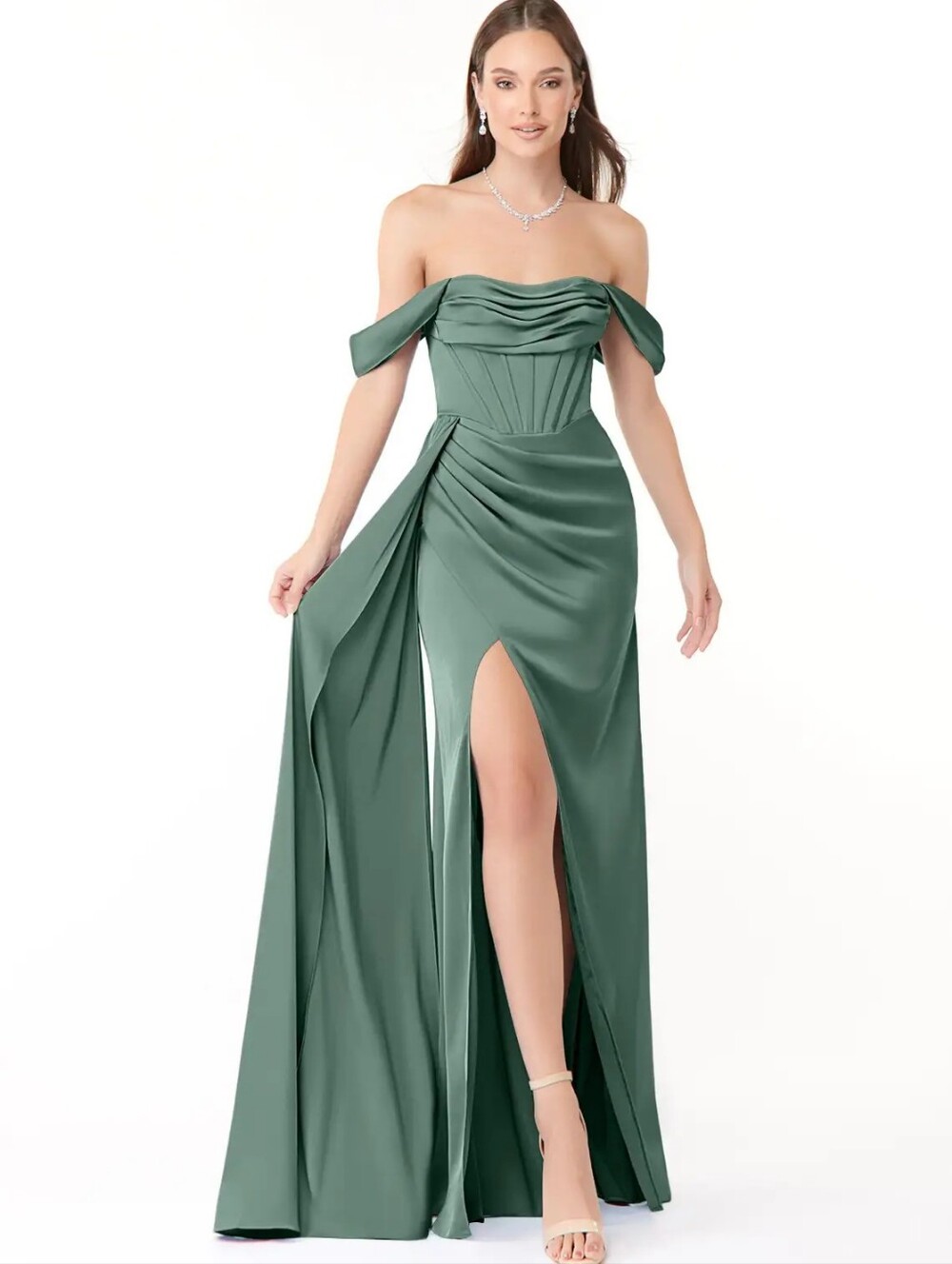 Azazie Amyra Eucalyptus Green Dress